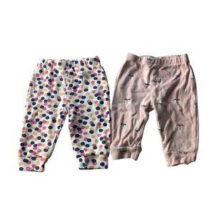 Lot of 2pc PS By The Peanutshell Baby Girl Pants 6M Polka Dot & Ballerina Prints
